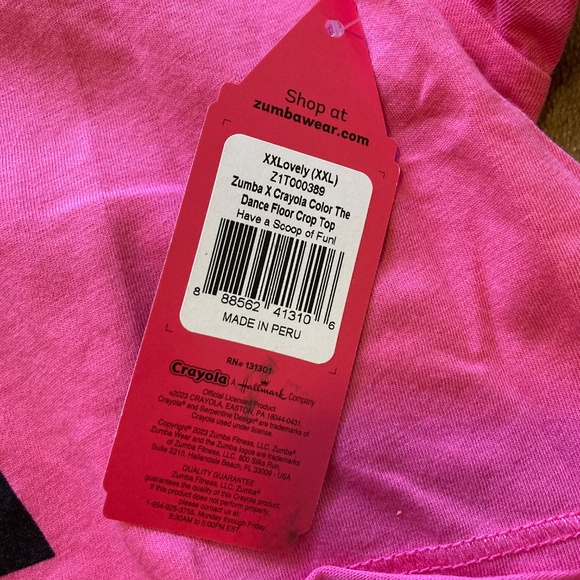 NWT Zumba X Crayon Crop Top, Color The Dance Floor Collection, Pink, XXL - Picture 3 of 8